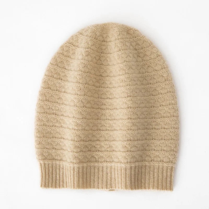 

Autumn and Winter New Women's Hats 100% Cashmere Knitted Women's Ear Protection Hats Fashionable Hot Selling Women's Hats