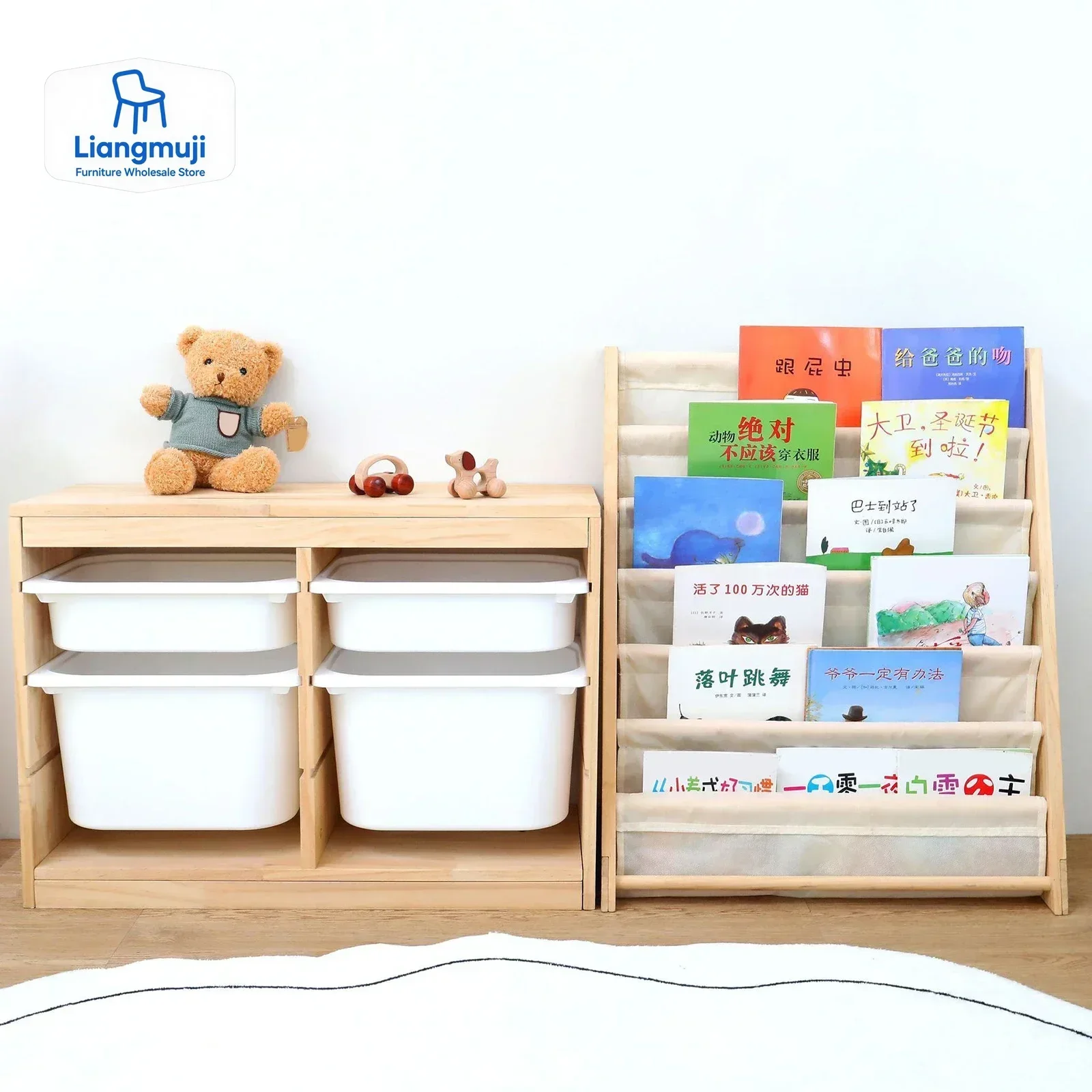 

Children Book Rack Storage Gift Kids Sling Bookshelf Wooden Bookcase for Kids Room Boys Girls Magazines Study Room Picture Book