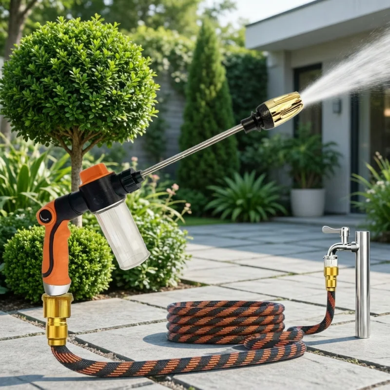 Hochdruck-Schaumsprühpistole mit Seifenflasche für Autopflege und Gartenarbeit, passend für 1/2-Zoll-Gartenschlauch