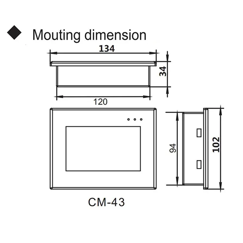 4.3'' HMI PLC Integrated Controller 4.3Inch Touch Panel DC24V Transistor Output Digital I/O 12DI 12DO Analog 0-10V 0-20mA