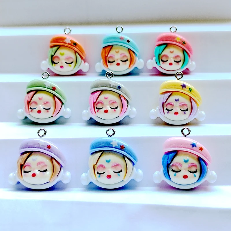 10PCS Cute Shiny Cartoon Makeup Pop Girl Resin Pendant Fashion Dangle DIY Necklace Bracelet Earrings Keychain Accessories S068