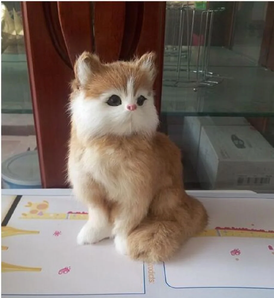 

new simulation yellow cat model polyethylene & furs cat doll gift 20x16cm 1698