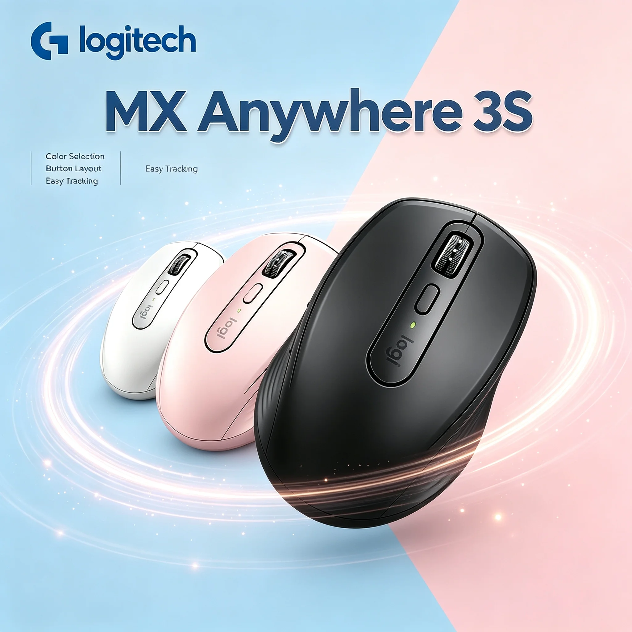 MX Anywhere 3S Logitech Lightweight Portable Wireless Mice Rechargeable for Office & Business Trip