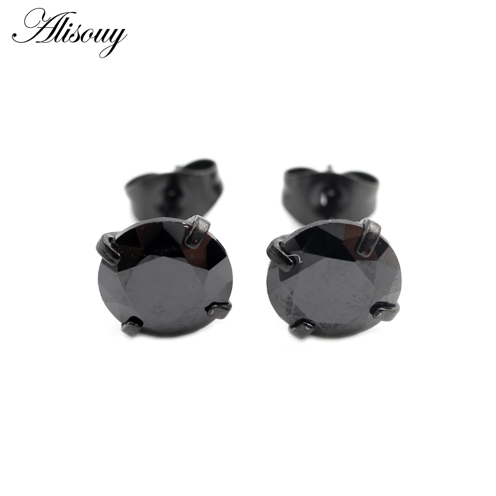 2pcs Gold Color CZ Crystal Ear Studs for Women