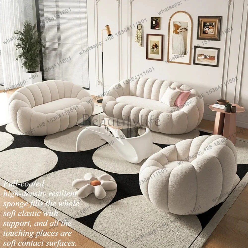 LDCloud Sofa Plush Pumpkin Sofa Combination Soft Comfortable Modern Living Room Sofa Suite Apartment Home Furniture