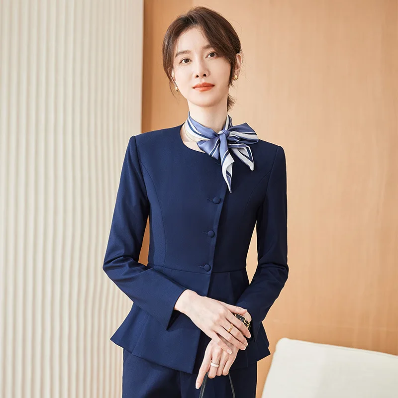 

Ruffled Suit Suit Women's Autumn New High-Grade Temperament Ol Collar Suit Two-Piece Suit