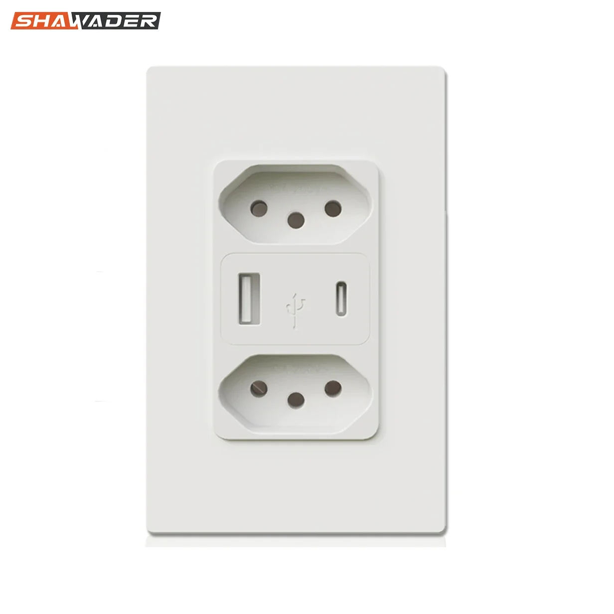 Shawader Brazi Wall Sockets USB Fast Charger 5V 4.8A Brazilian Dual Outlets Brasil 90-250V Carregador Dupla Type C Home Office