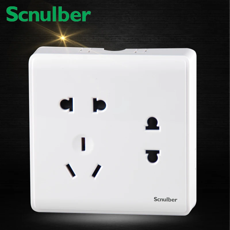 surface mounted 10A 250V 7 poles double 2 pins outlet with single 3 pins socket wall switch