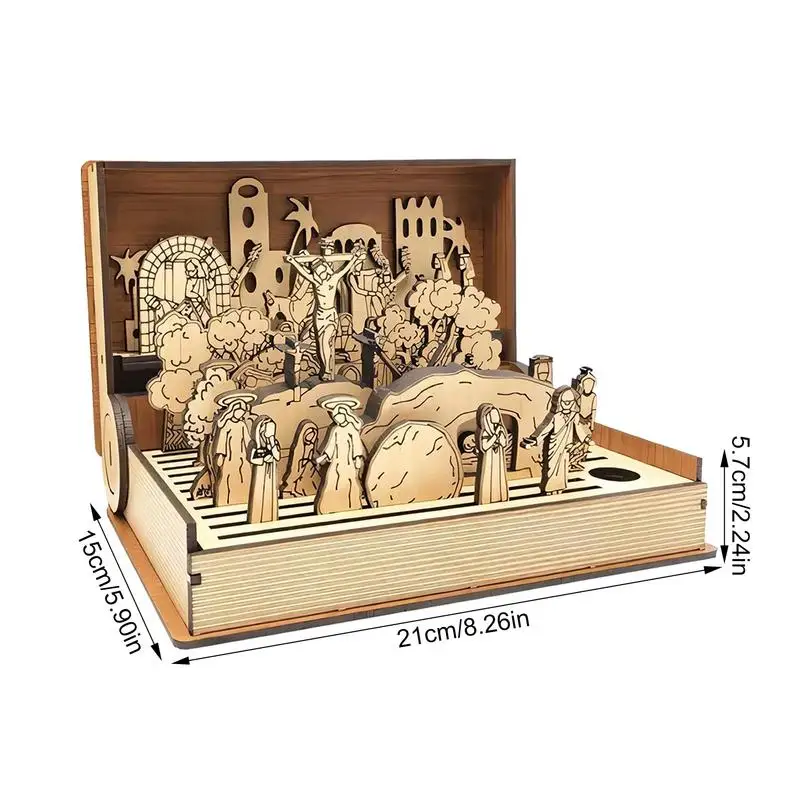 Family Easter Holy Week Craft Kit Wood Jesus Resurrection Scene Easter Statue Parent-Child Interaction Seasonal Bible Study Art