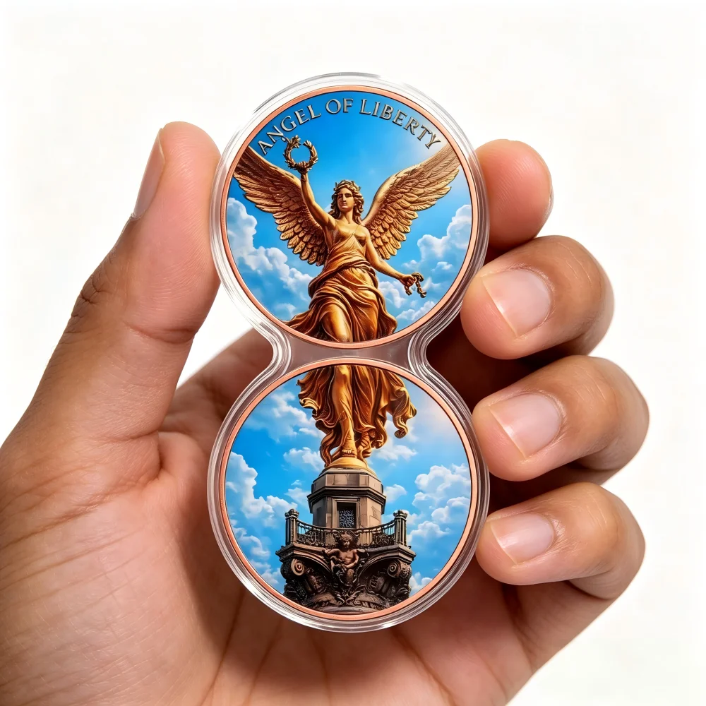 Two Sides Angel of Liberty Commemorative Copper Medal, Durable Capsule 1oz .999 Pure Copper Souvenir Badge 3D Engraved Design