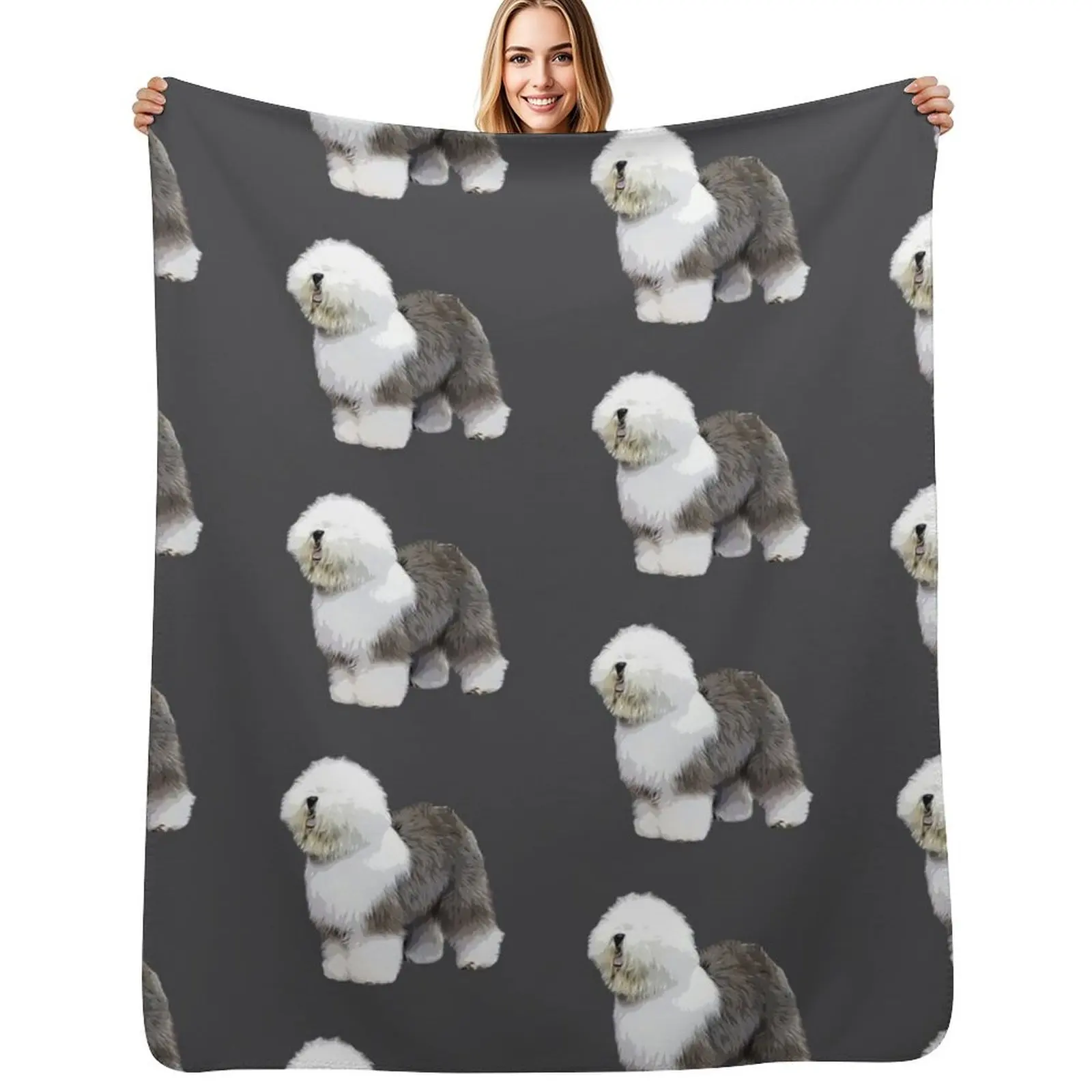 Old English Sheepdog Beauty Throw Blanket Outdoor Soft Blanket for Picnic Beach Camping