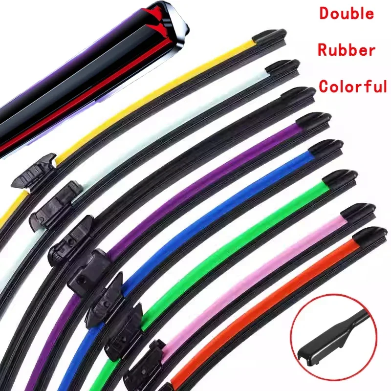 Colorful Vatl5.1. Car Windshield Wiper blades Universal Soft Double layer Rubber Frameless Bracketless 16