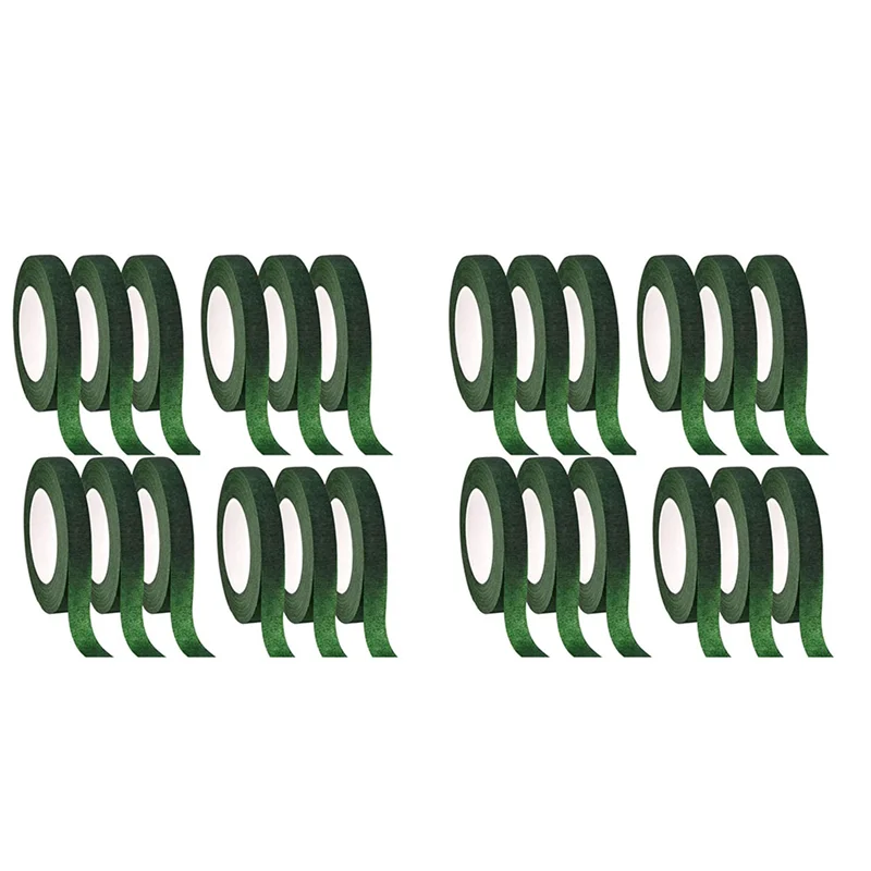 

N96R 24 Pcs Floral Tape Florist Stem Wrap Green Tape For Bouquet Flowers And Crafts Making