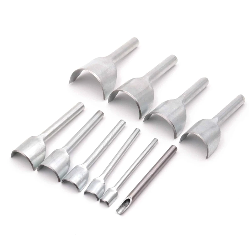 

A32P_10Pcs Half-Round 5mm to 50mm Leather Craft Tools Punching Cutter for Strap Belt Wallet Handicraft