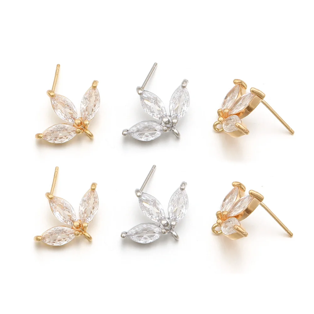 

Cordial Design 14*18MM 30Pcs DIY Copper Earrings/Rhinestone Earrings Stud/Hand Made/Flower Shape/Jewelry Findings & Components