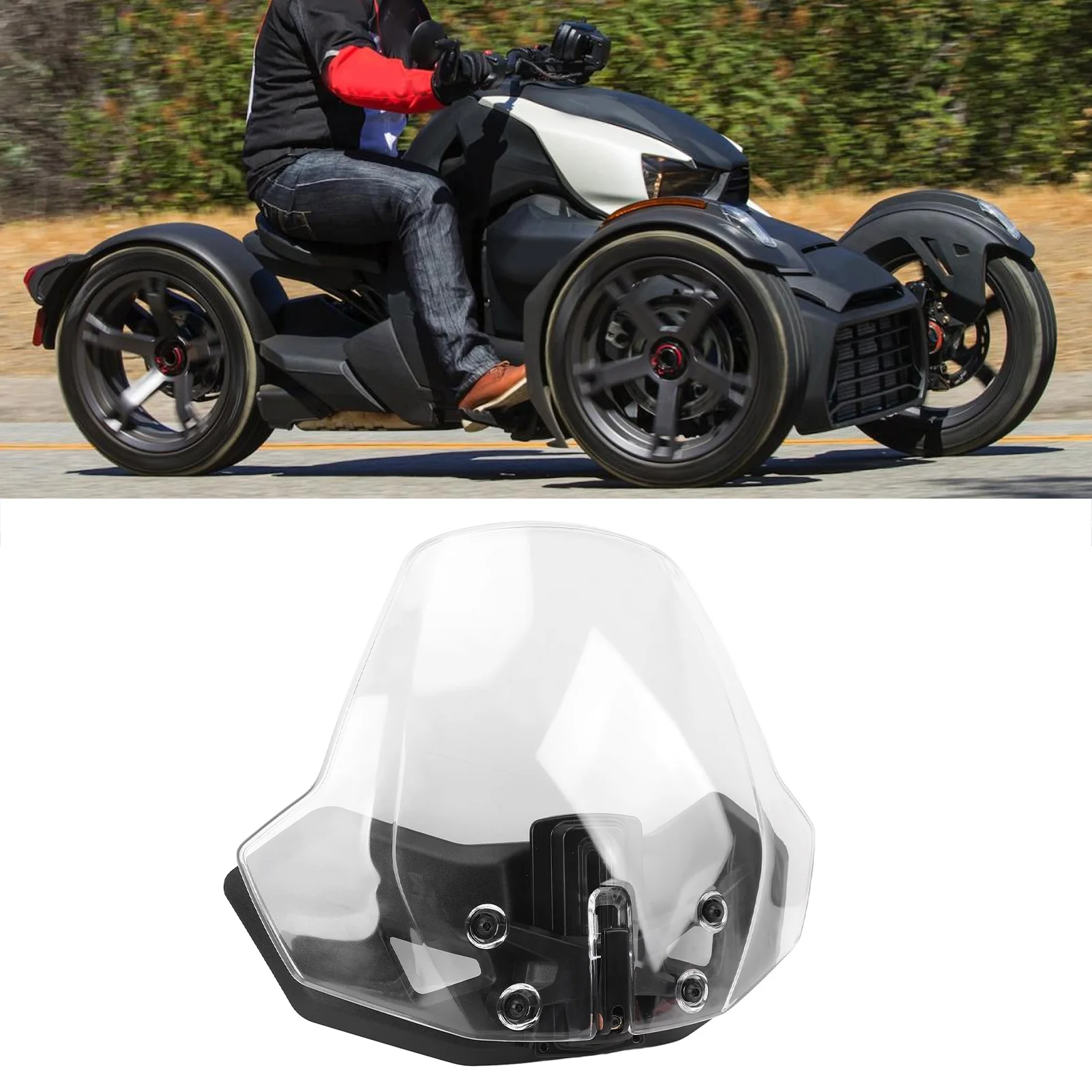 ATV UTV Adjustable Windshield 219401032 Aerodynamic Enhance Visibility Accessories Adjustable for Can Am Ryker 600 900 Sport