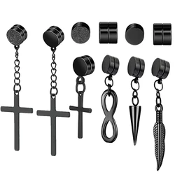 Punk Mens Strong Magnet Magnetic Ear Stud Set Non Piercing Pendant Earrings Fake Earrings Gift For Boyfriend Lover Jewelry