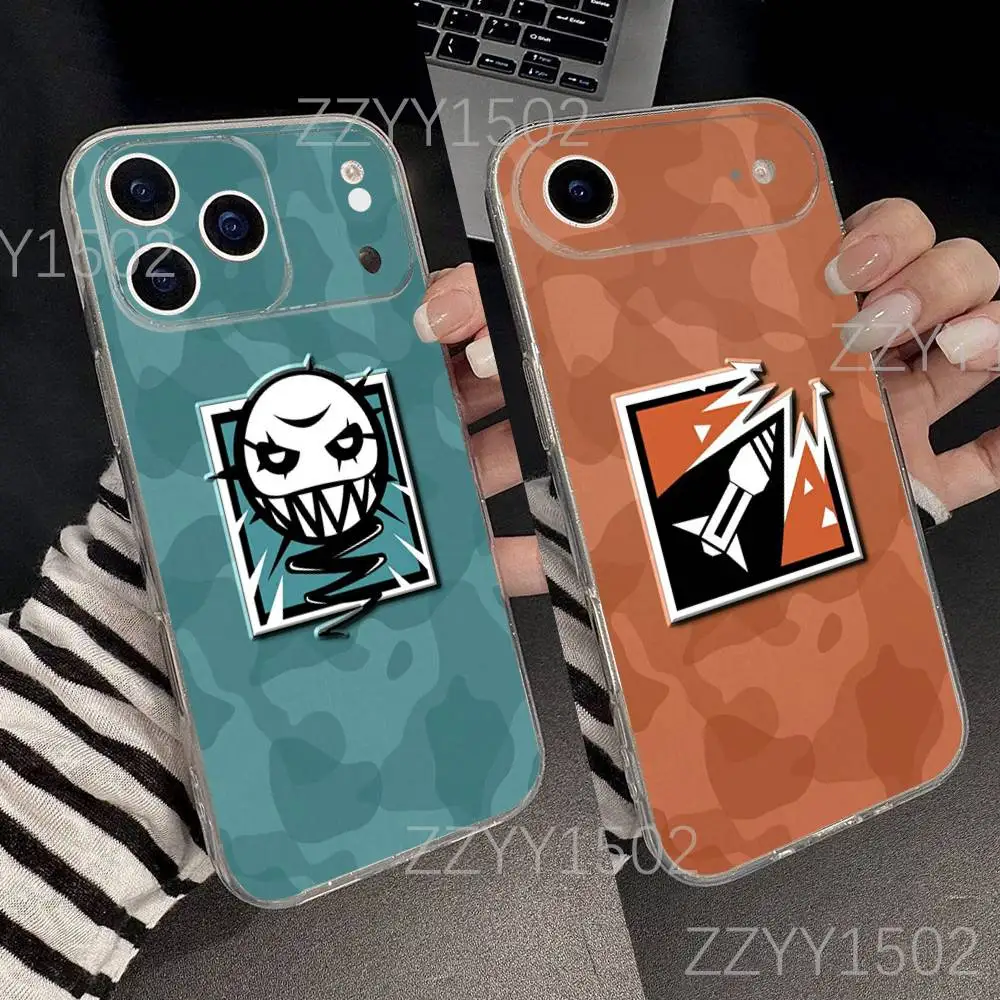 

R-RAINBOW 6 S-SIEGE For iPhone 17,16,15,14,13,12,11 Pro,Max,Plus,X,XS,XR,SE4,E Mini Transparent Print Phone Case