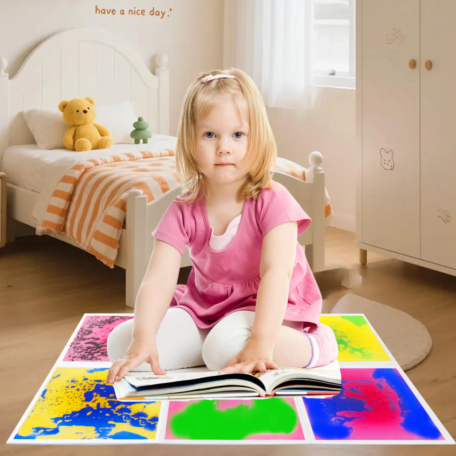 Tapis de jouets sensoriels, torsion d'apprentissage: jouets sensoriels visuels, lien de jeu Tactile à la reconnaissance des couleurs