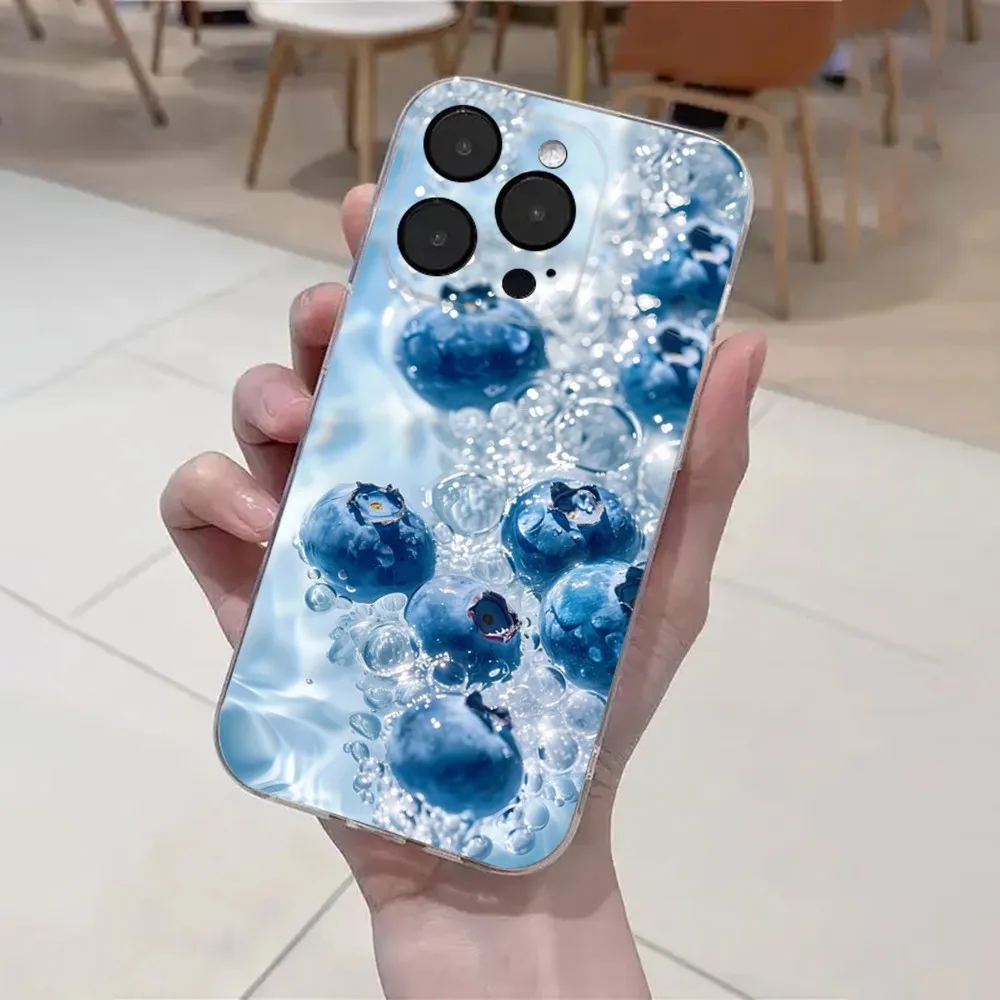 Blueberries Fruit  Phone Case For iPhone 15,14,13,12,11 Plus,Pro,Max,XR,XS,X,7,8 Plus,SE,Mini Transparent Soft Cover