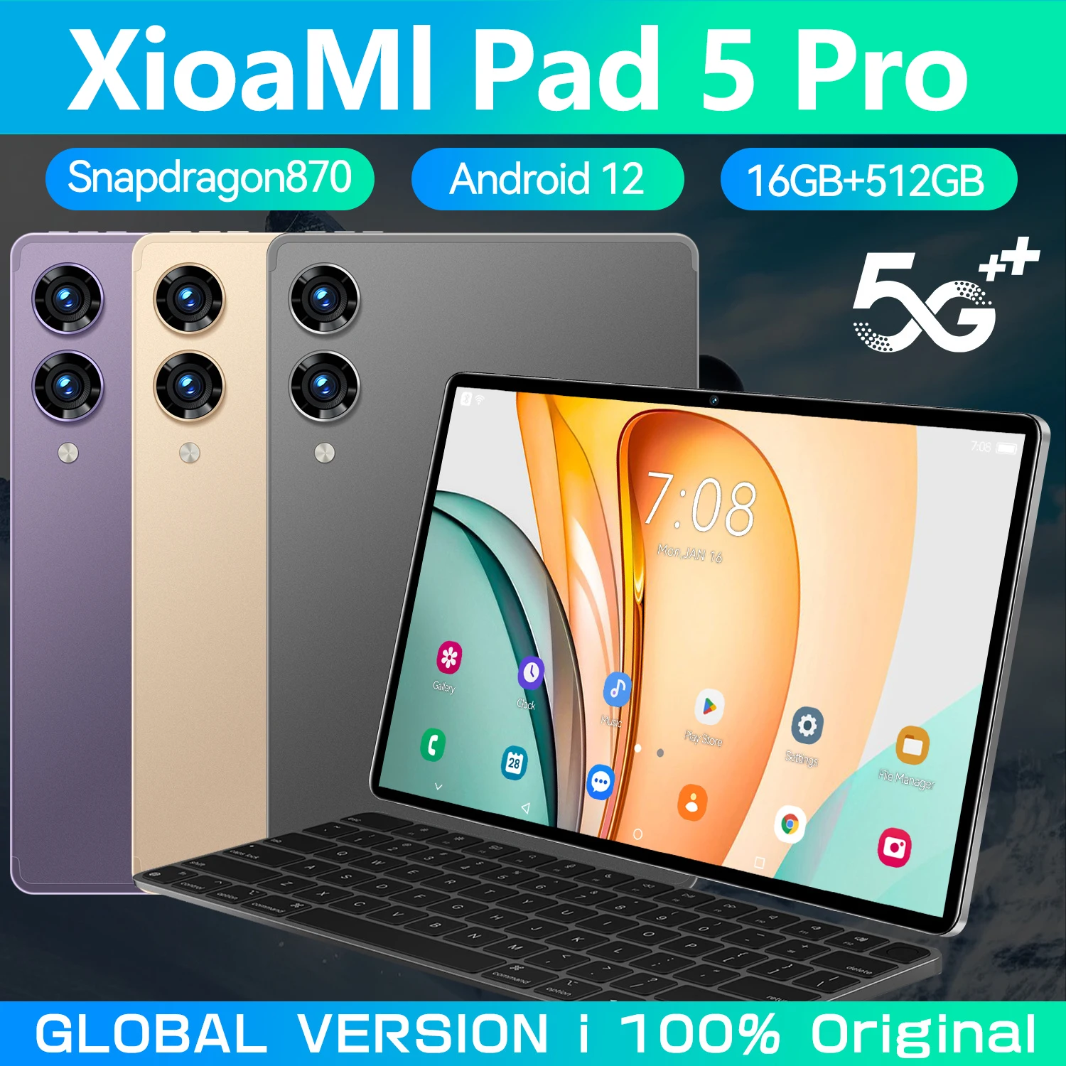 2024 Android Tablet XioaMi Pad 5 Pro 16+1T Original Tablette 5G Dual SIM Card or WIFI Global Version Tablets PC with keyboard