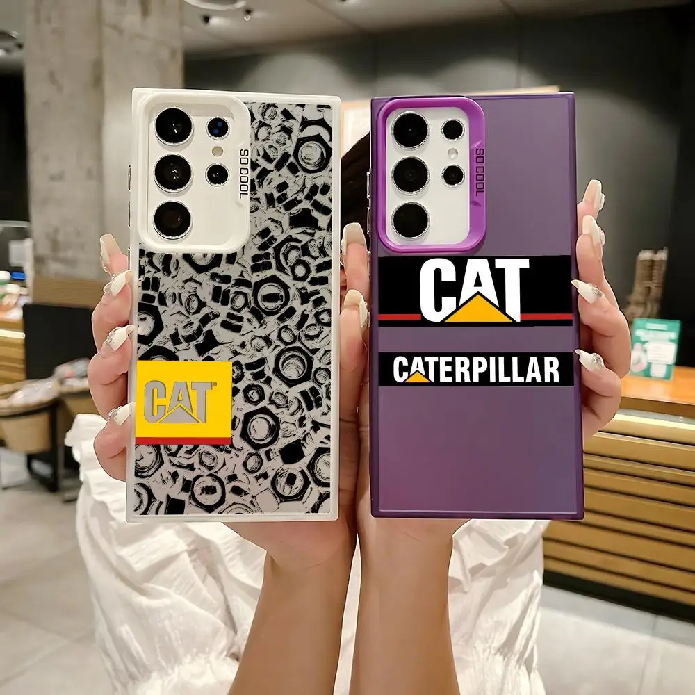 Funda de teléfono C-CateRpiLlarS a la moda para Samsung Galaxy S25 Edge S24 S23 S22 S21 S20 Ultra Funda de silicona plateada