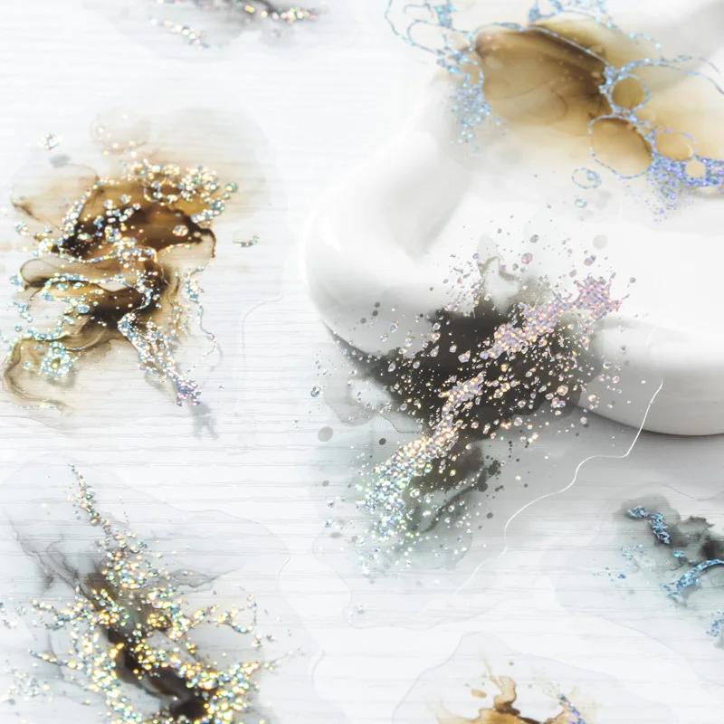 Journal GO 10 stks Glijdende en Schitterende Stickers voor Collage Junk Journal Gift Card Decor Planner Dagboek diy Decals