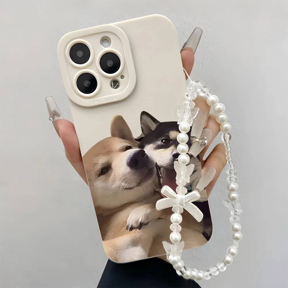 Hug Dog INS Phone Cases For Samsung Galaxy S23 Ultra S22 Plus FE A26 A36 A54 A56 A55 A16 S26 S25 S24 Lanyard Wrist Strap Cover