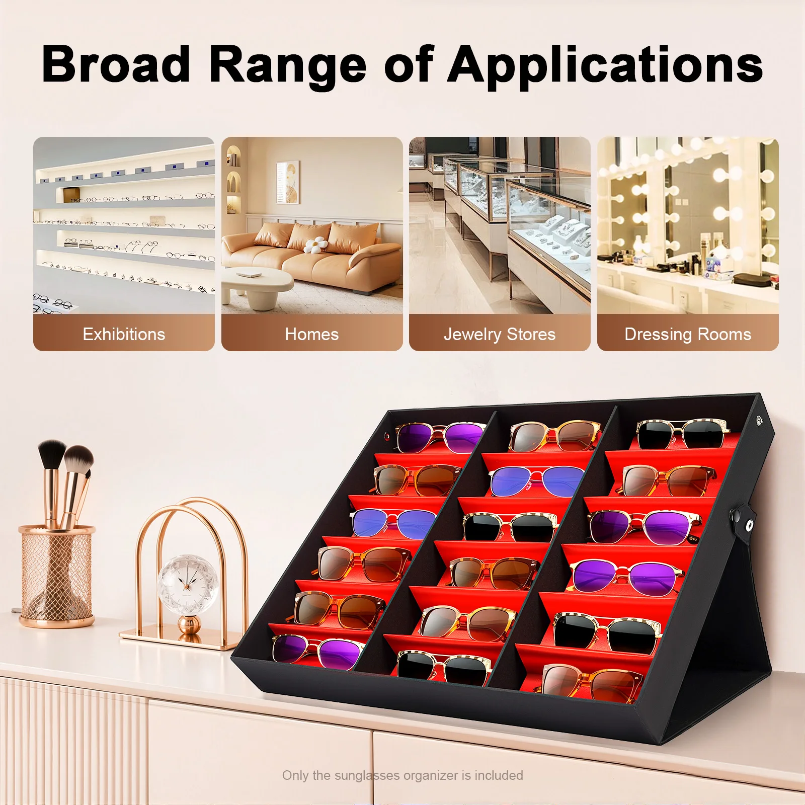 

18-Slot Sunglasses Organizer, Multi Display Case Jewelry Collection Case for Store Counter Jewelry Collection Glass Watch