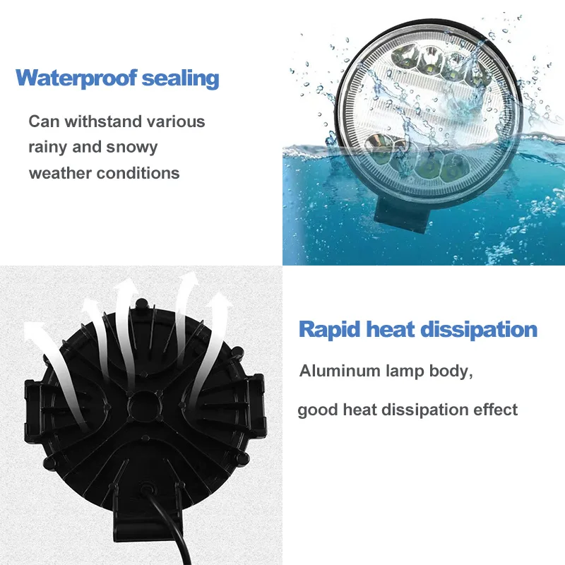 Luci da lavoro per trattori a LED, luci per baccelli a LED da 4 pollici 72W rotonde 12V 24V Barra luminosa da lavoro per luci di guida fuoristrada per camion Pickup SUV ATV