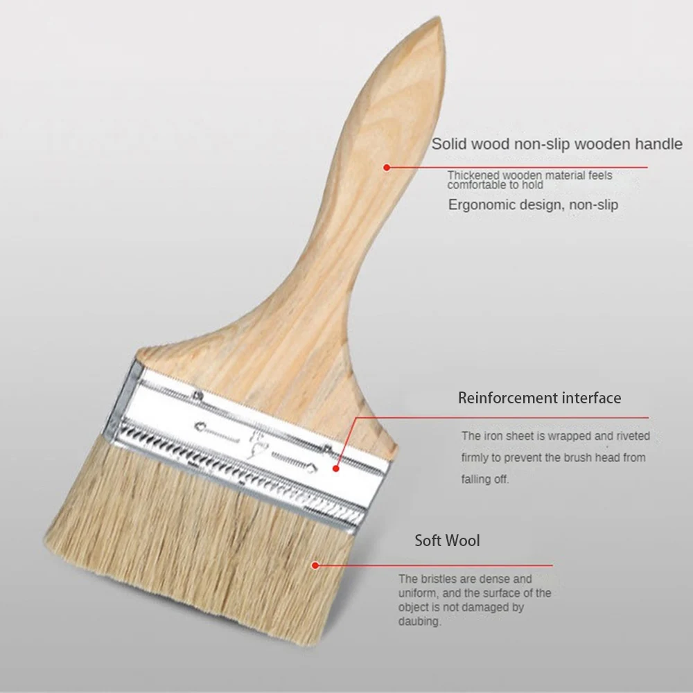 

Brush Quality Assurance Easy Dipping Wide Range Of Applications Soft Wool Wooden Handle Brush Evenly Painted Cleaning Brush