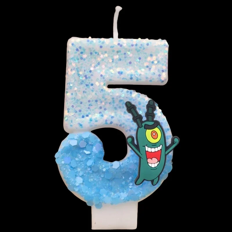 Cute Spongebob Candle Number 0-9 Kids Birthday Cake Decoration Supplies Cute Cartoon Anime  Party Accessories Supplies