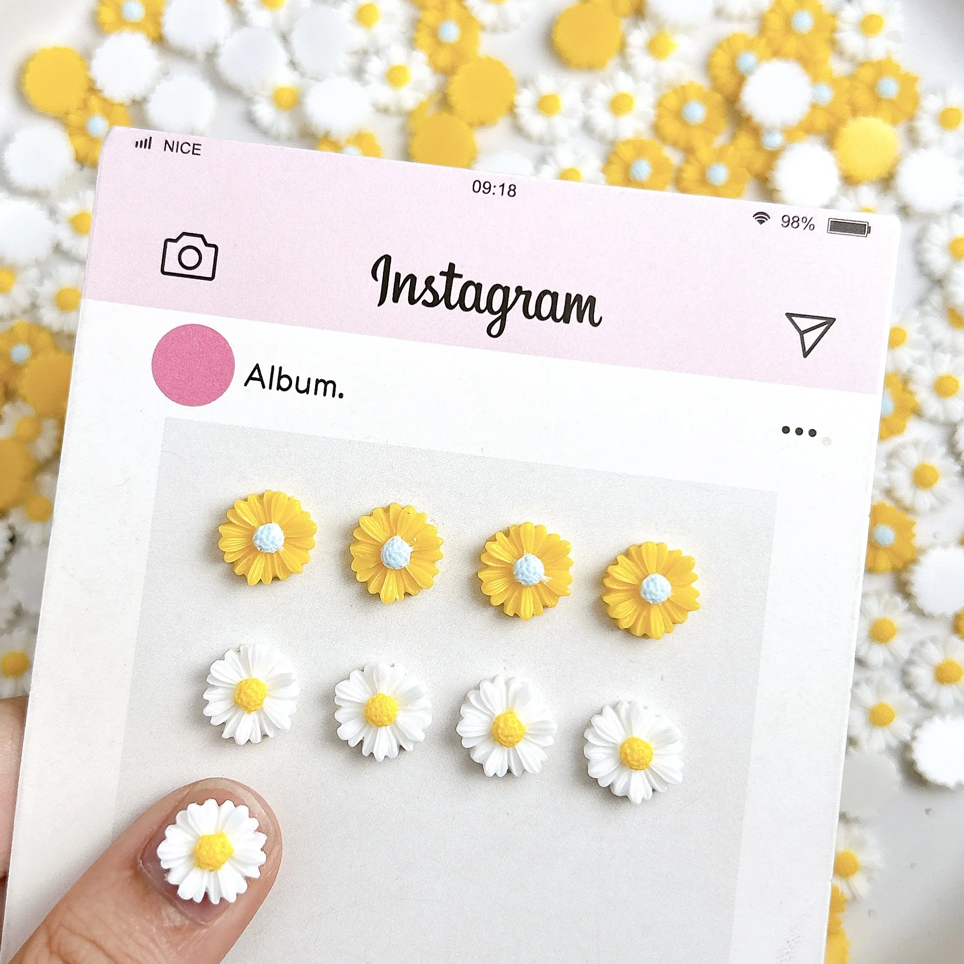 60 pièces simulé créatif marguerite Nail Art breloques minimaliste Double couleurs doux tournesol résine ongles décorations bricolage épingle à cheveux ongles