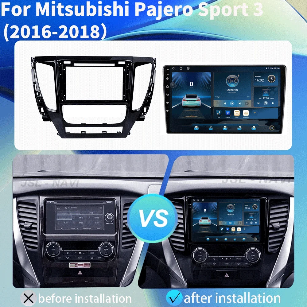 LJZN Android 16 for Mitsubishi Pajero Montero Sport 3 2016 - 2018 Car Multimedia Radio GPS DPS IPS CarPlay 360 Panoramic Optical