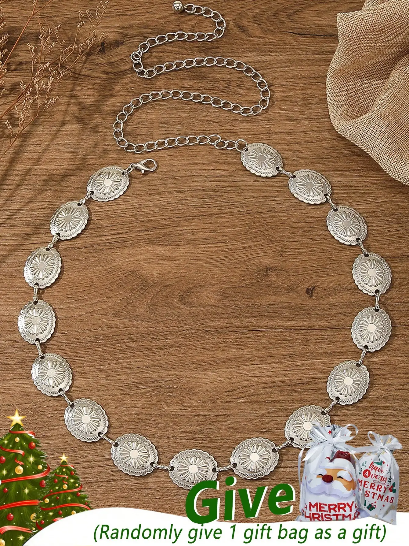 HERSHINE 1 قطعة المرأة موضة الفضة الأزهار الدانتيل الخصر سلسلة مجموعة (حقيبة هدايا) البوهيمي نمط الشكر/هدية الكريسماس #2