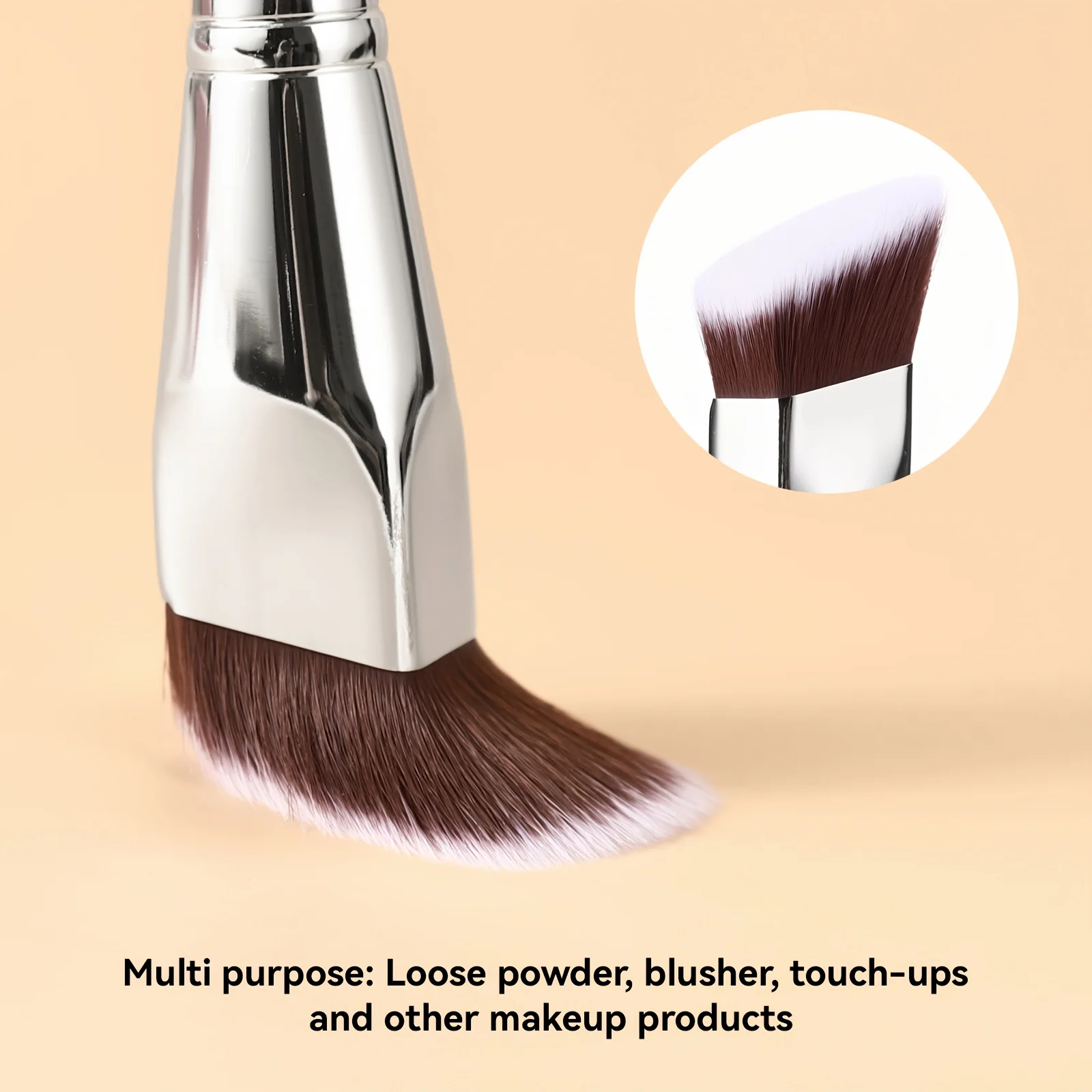 Professional Wide-Angle Foundation Brush Rectangular Bristles Suitable for All Skin Types,  Synthetic Fiber Makeup Tool