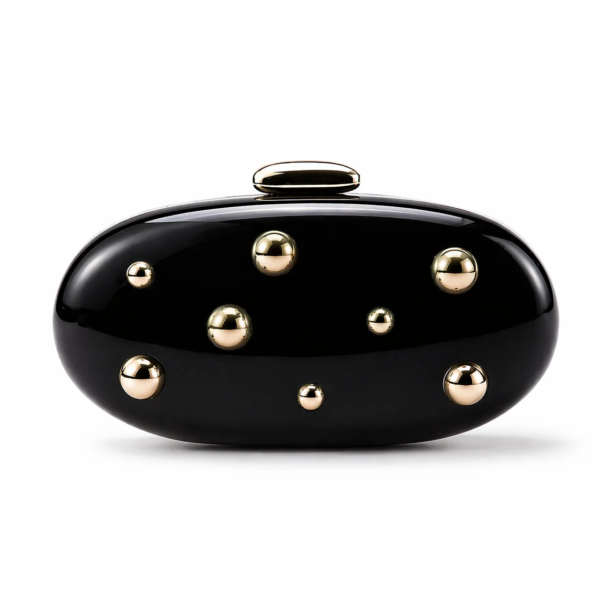 

Pro Solid Women Oval Shoulder Bag Party Wedding Mini Clutch Purse Handbag Acrylic Fashion Dot Decoration Black Evening Bag