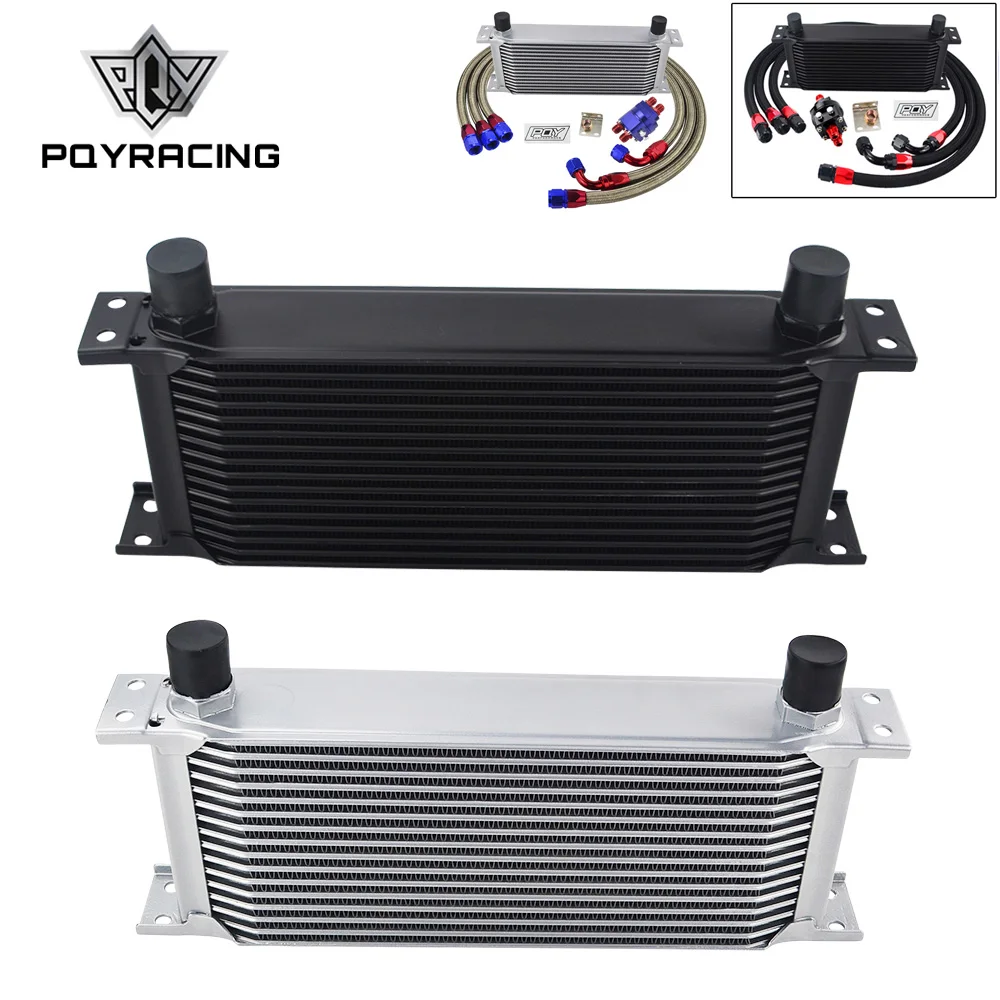 Universal 16 Rows Oil Cooler Kit  + Oil Filter Adaptor + Stainless Braided Hose With PQY Sticker + Box