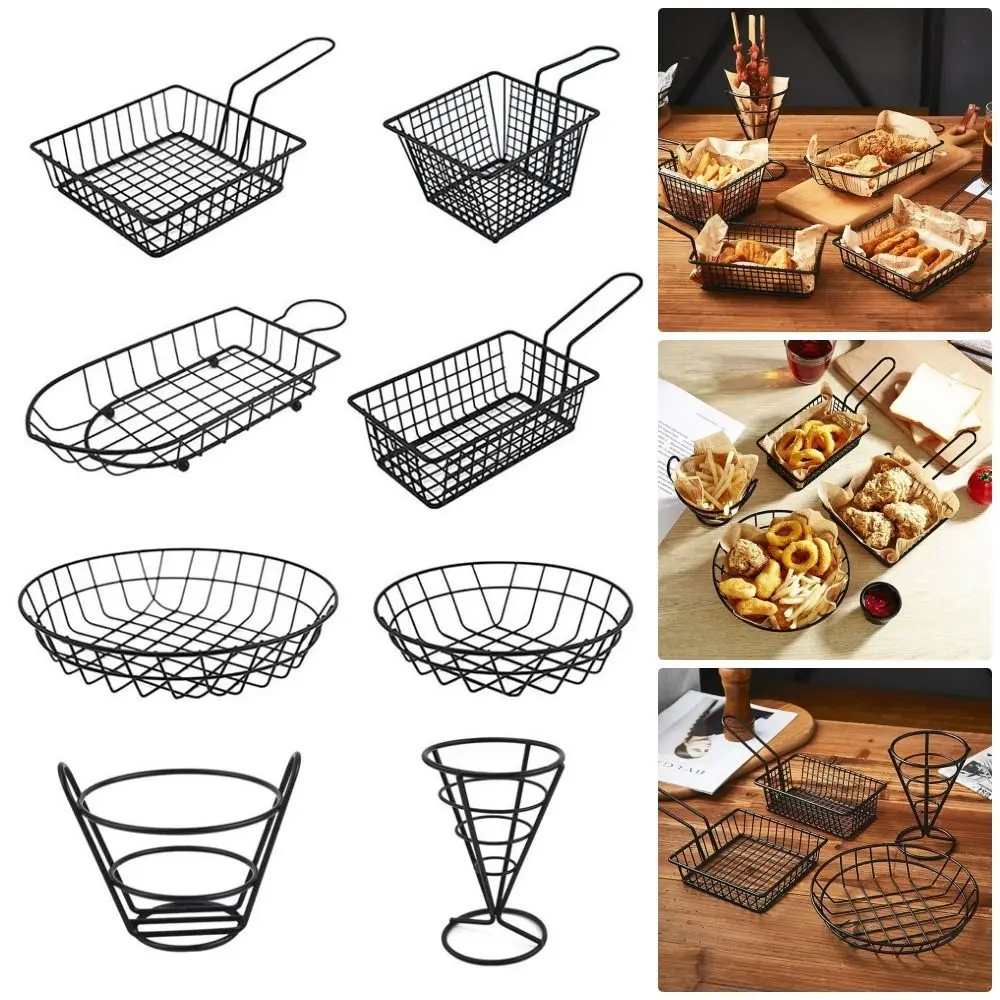 Fryers Basket Net Mesh Fries Chip Kitchen Tool Iron Fryer Food Storage Container Home BBQ French Fries Baskets with Handle