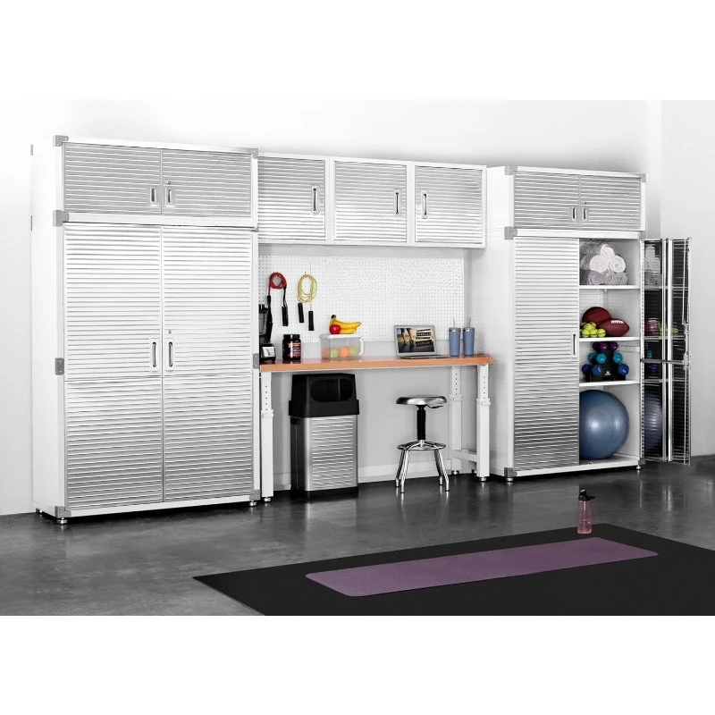 Solid Steel Lockable Metal Storage Cabinet Locker Organizer, w/Adjustable Shelves for Garage, Warehouse, Office, Classroom