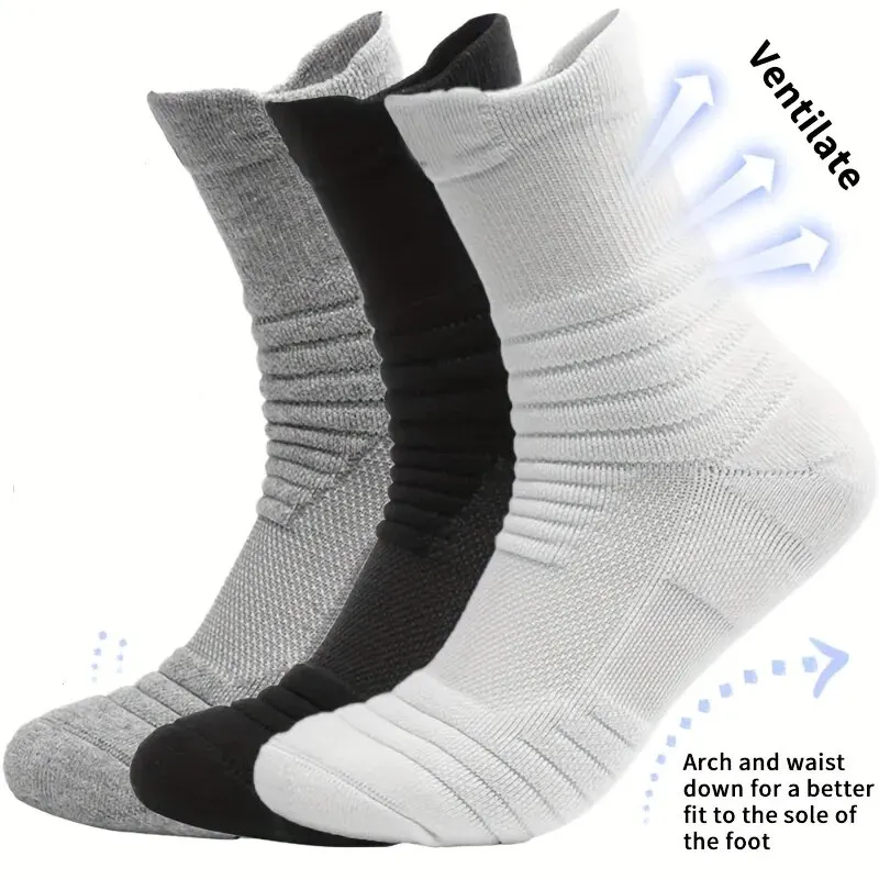 3 Pairs of Men's Socks, Tight Fitting Stockings, Breathable Basketball, Sports, Cycling Socks,moisture Wicking and Sweat Wicking