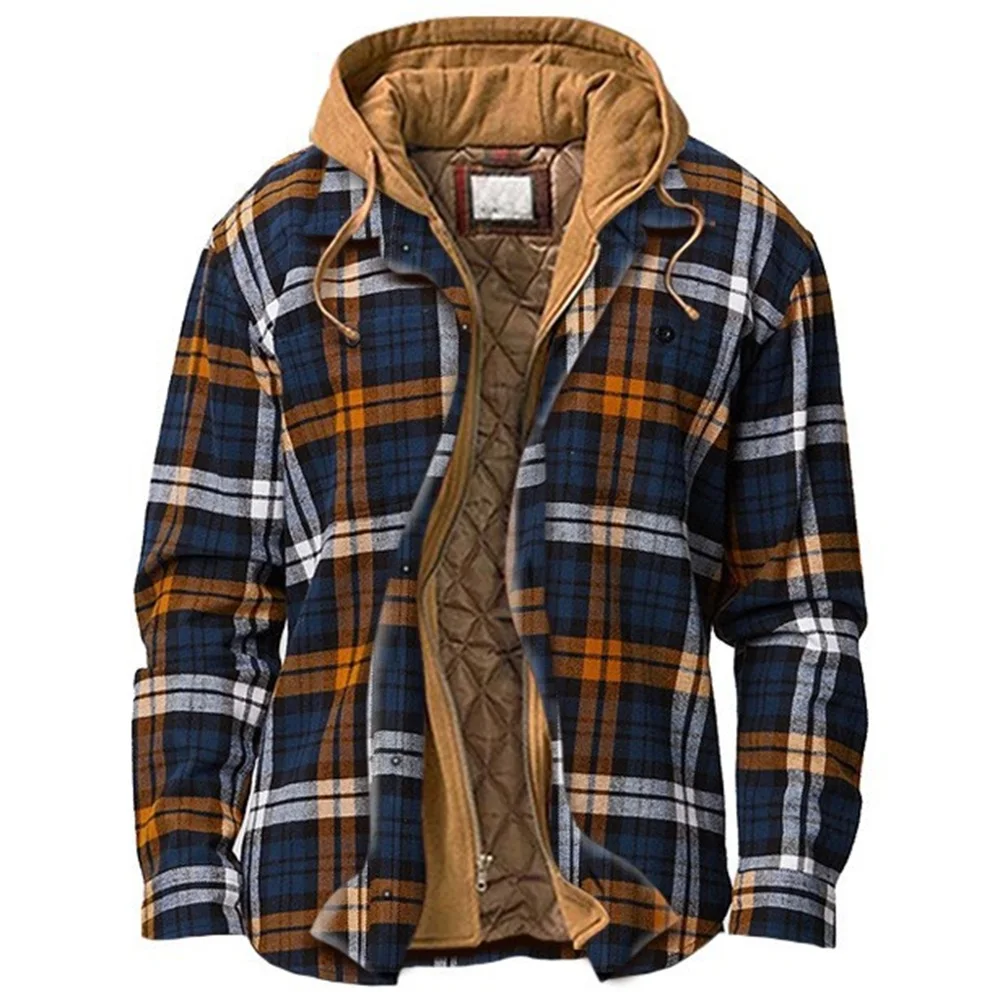 

MAQVOB High Quality EU US Size Vintage Work Wear Men Women Cotton Flannel Fleece Check Plaid Shirt Jacket