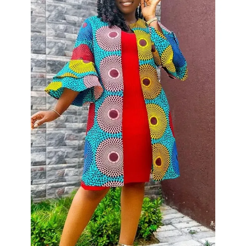 

Tinaa Хиппи Стиль Красочные куртки для женщин 2026 Стильная свободная повседневная верхняя одежда с расклешенными рукавами и круглым вырезом в стиле музыкального фестиваля 192464