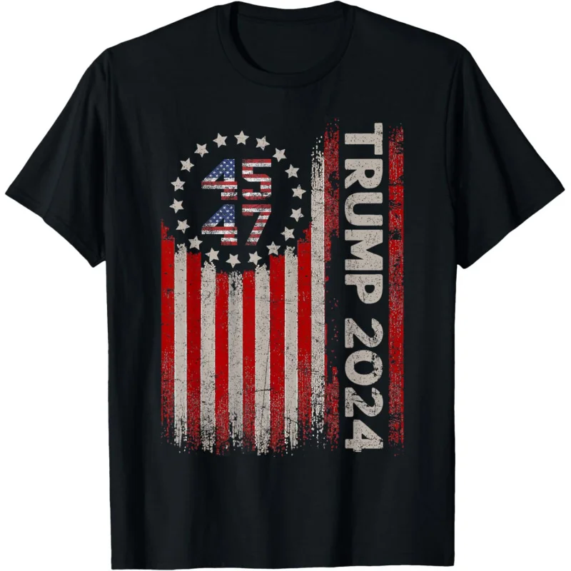 

45 47 Trump 2024 American Flag T-Shirt Loose unisex style