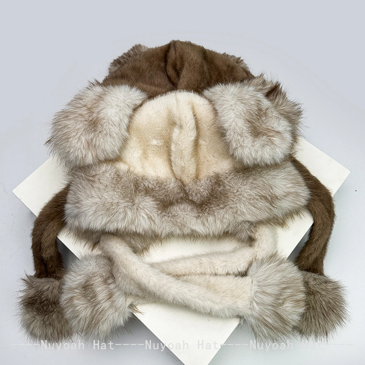 الخريف والشتاء النساء لطيف آذان أرنب صغير أفخم القبعات الدافئة في الهواء الطلق ظلة ليوبارد طباعة صياد قبعات الأشرطة تنوعا #3