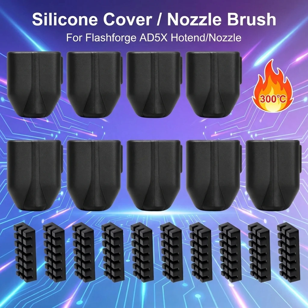 Silicone Cover For Flashforge AD5X Hotend Kit Protector Cover High Quality Nozzle Wiper Cleaner Nozzle Brush Silicone Case