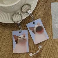 Shake Mouth Cat Keychain Cartoon Acrylic Key Chain Photo Customized Anime Charms Hologram Personalized Designer Car Key Ring