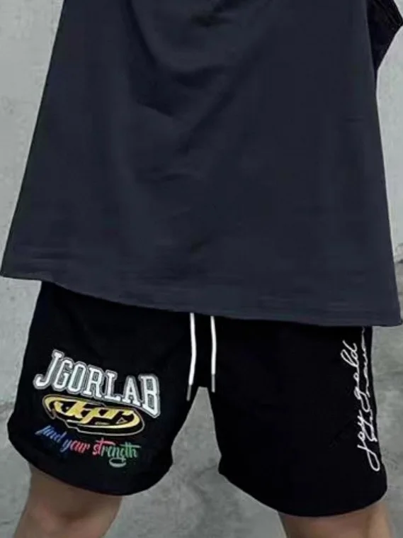 

Ice Silk Qui Dry American Sle Men's Sport orts Casual Loose Fit Summer Leisure Pants Straight Leg mid Waist Elastic