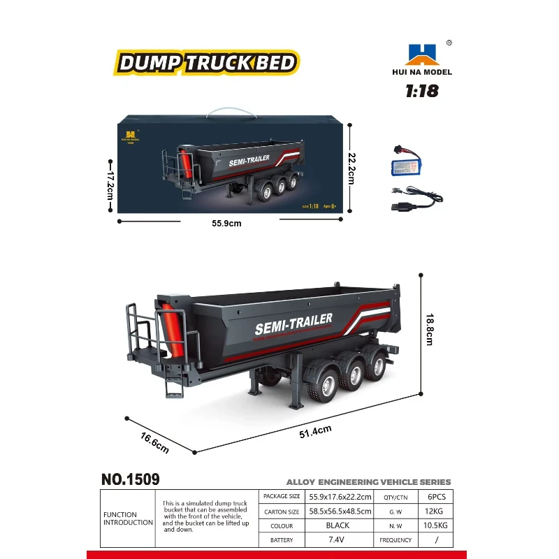 Huina 2026 1509 Alloy Engineering Truck Remote Control Toy 2.4G Simulation Model Car Gift for Kids And Collectors