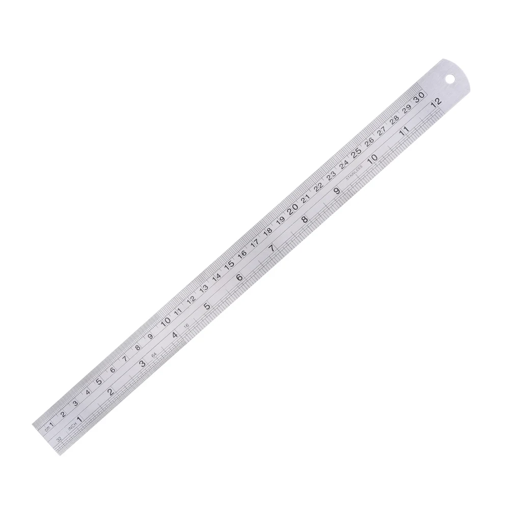 300mm/500mm Stainless Steel Ruler Imperial Ruler English Metric Ruler Metal Straight Edge for School Office Home Engineer Craft